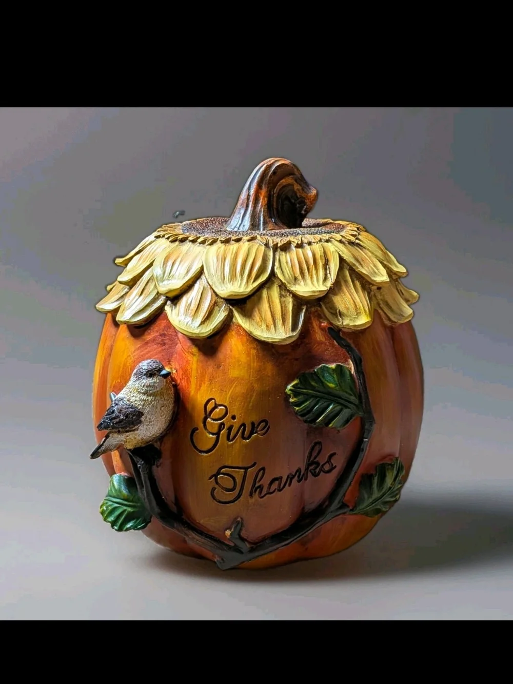 Autumn Pumpkin with Bird - 'Give Thanks'